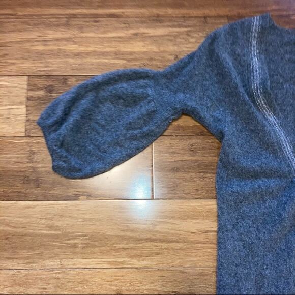 Velvet by Graham & Spencer Gray Cashmere Tie Cardigan with Glitter Lapels- Small - Picture 6 of 13